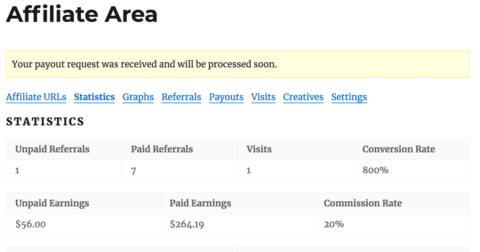 Affiliatewp Advanced Payouts Affiliate Dashboard Payout Request Pending