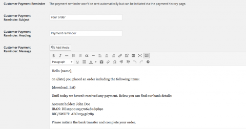 Customer Payment Reminder Easy Digital Downloads Bank Transfer Gateway